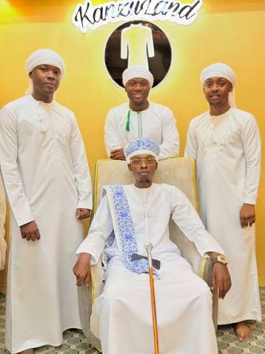 Groom and groomsmen in a formal bwana harusi set